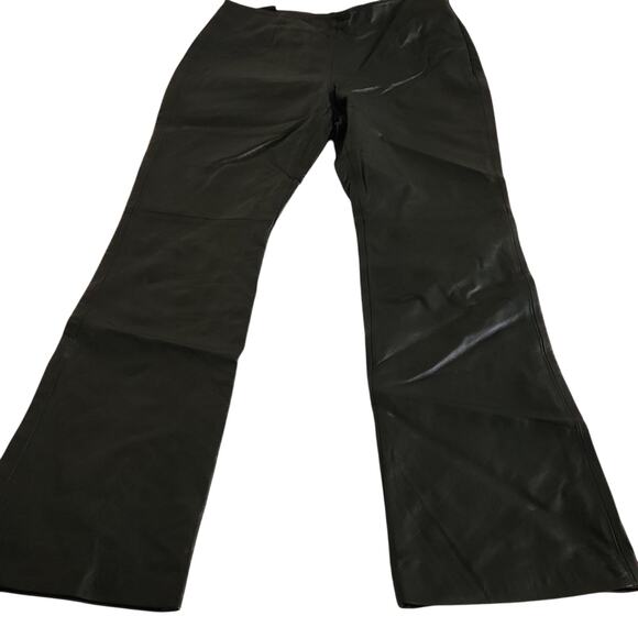 Black 100% Leather Pants Moda International 6 - Picture 1 of 8